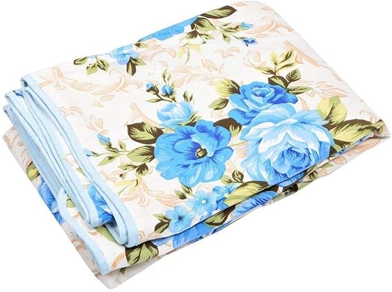 J Shree Pilling Super Soft Floral Print Blue Flowers Bunch Poly Cotton Double Bed Quilt / AC Dohar/Summer AC Blanket