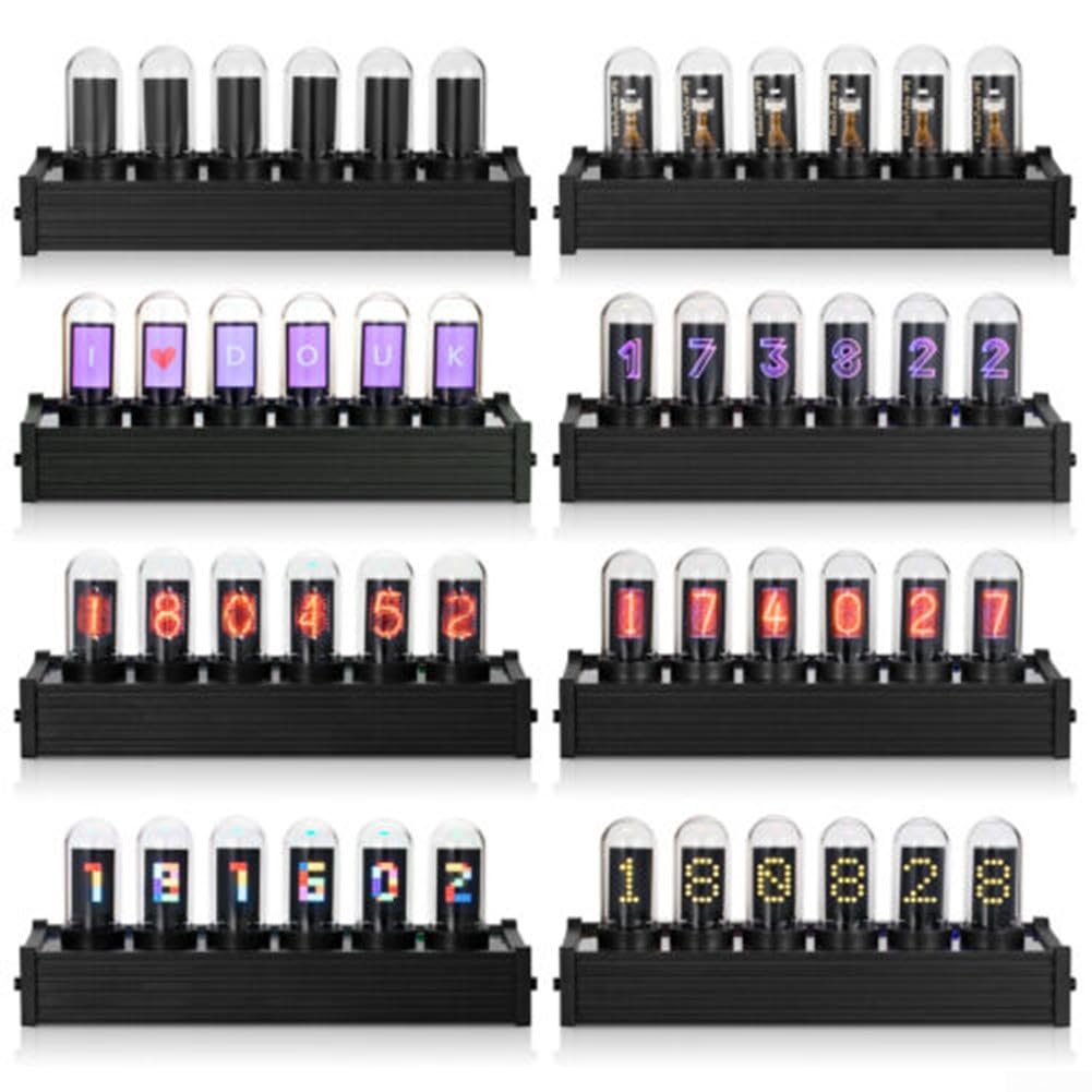 Nixie Röhrenuhr, elektronische LED-Leuchtröhre, IPS-Röhrenuhr, Heimdekoration, Display, DIY Analog Digital Tube, Digitaluhr mit 6-stelliger LCD-Zeituhr, Desktop Digitaluhr Dekoration Geschenk, 5V USB
