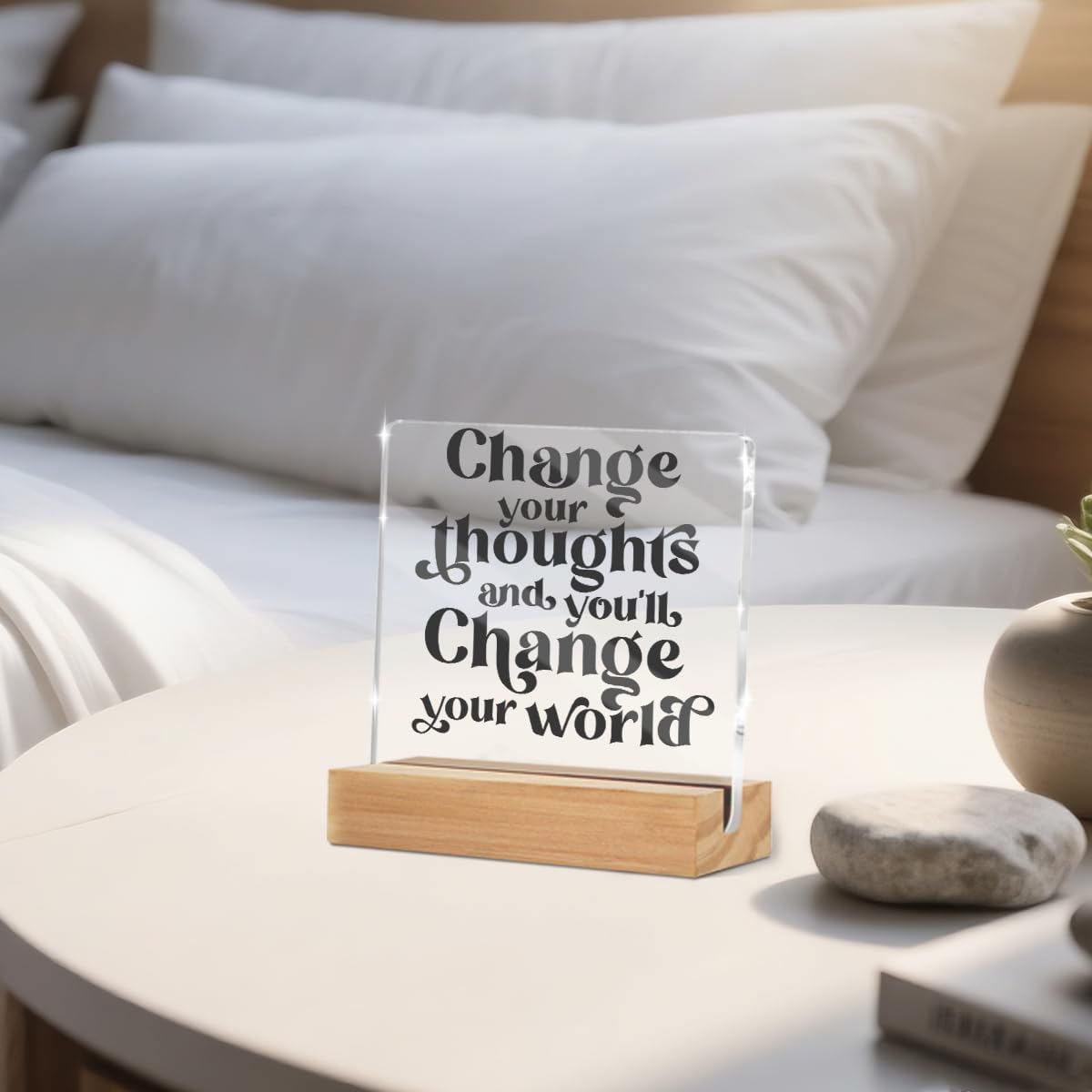 Inspirational Quotes Desk Decor, Thank You Gifts for Women Men Friends, Inspirational Gifts for Coworker Motivational Quote Clear Sign Home Office Table Shelf Desk Decor Christmas Birthday Gift - Image 3