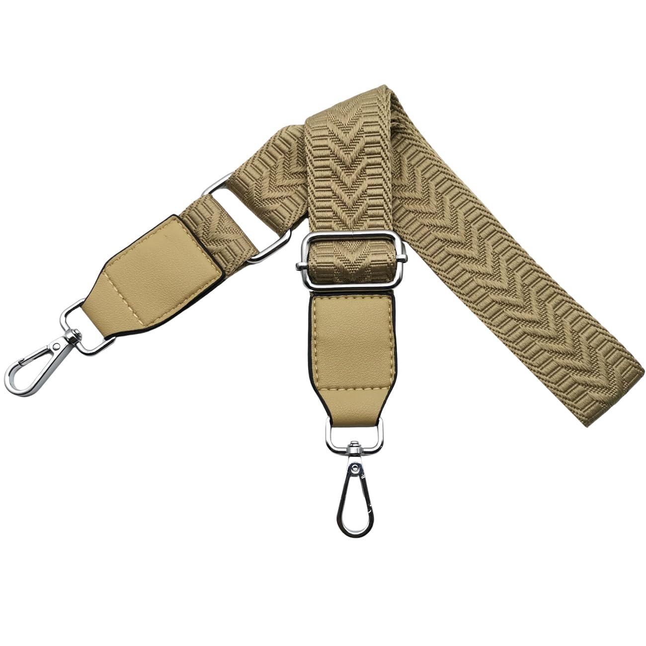 Taschengurte zum Wechseln Schultergurt für Taschen Breit 3.8 cm mit Silber Karabiner Handtaschengurte Leder Schulterriemen für Handtaschen Damen, Umhängetasche, Khaki, U2-24