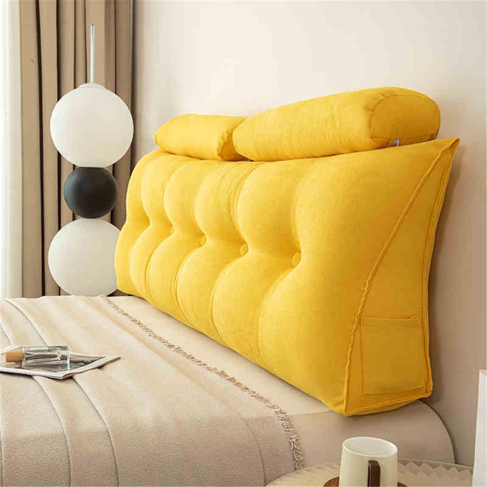 Genérico Respaldo Cama Cojines con Cojín Cervical Extraíble, CojíN CuñA Triangular, Almohada de Lectura de Cabecera, Respaldo Cabecero Desmontable,B-80x20x50cm