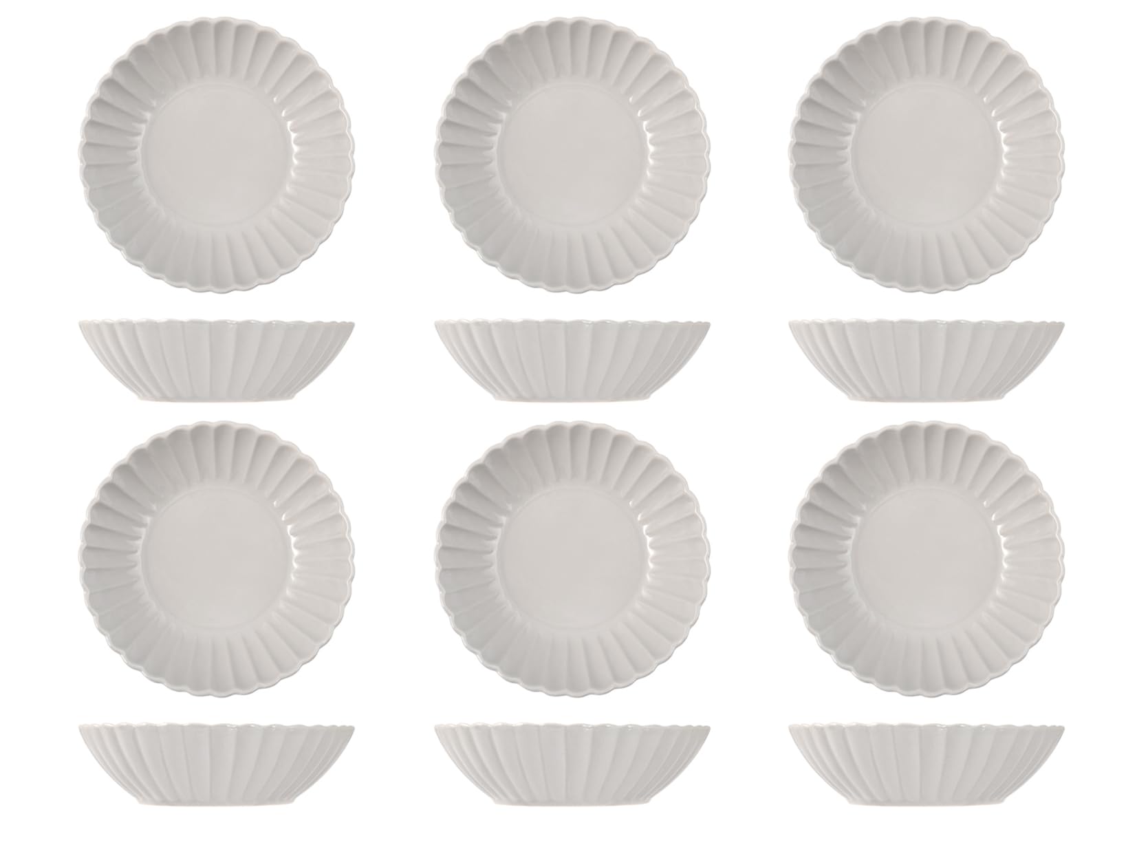H&H Set of 6 Soup Plates Lotus Grey 18 cm
