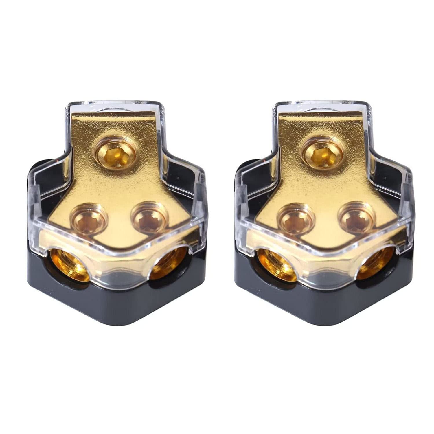 Bumbesti 2Pack 0/2/4 Gauge in 4/8 Gauge Out 2 Way Power Distribution Block for Car Audio Splitter