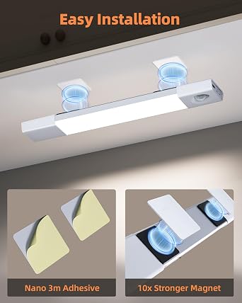 EZVALO 7.8 Rechargeable Motion Sensor Light Indoor, 6-Pack Under Cabinet Lighting, Wireless Closet Lights, 30 LED, Dimmable, 3 Color Temperatures, Step Lights for Kitchen, Pantry, Bedroom, Wardrobe