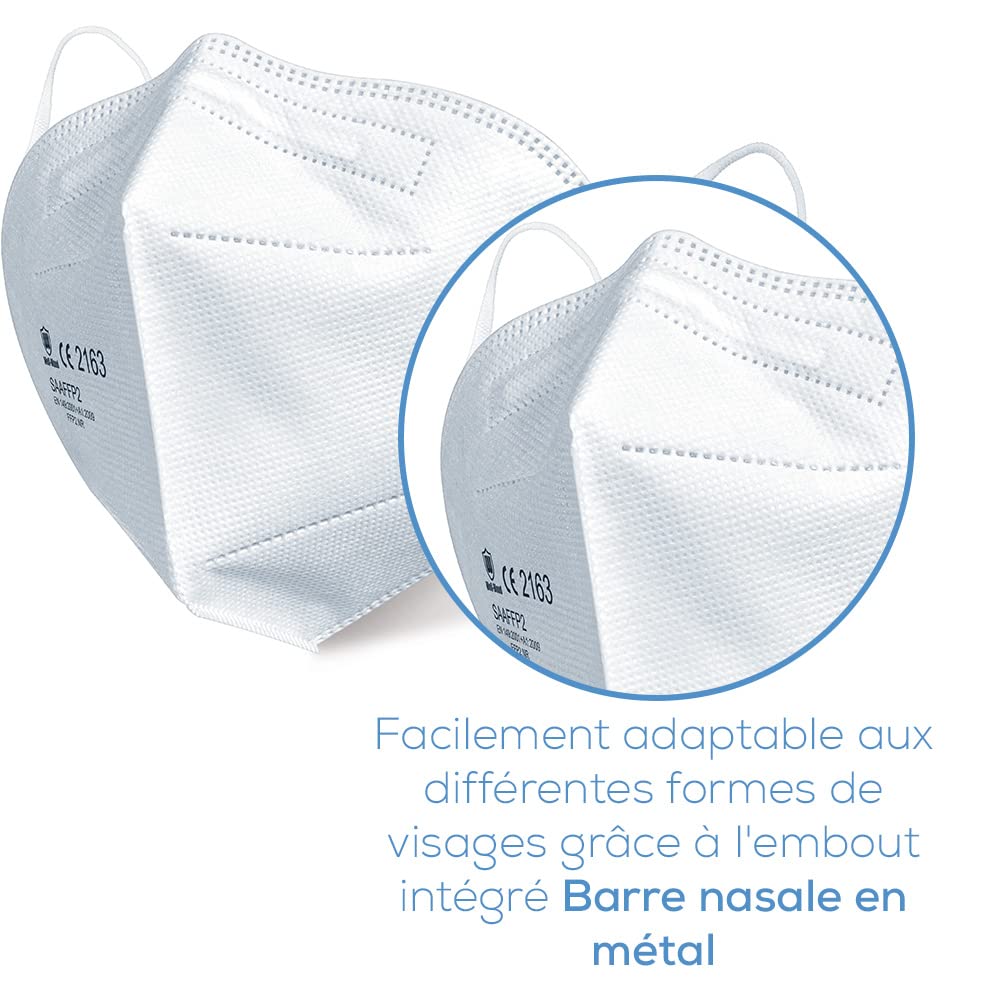 Beurer MM 50 FFP 2 - Mascarilla de 5 capas para filtrar el aire inhalado y exhalado, protección adicional contra gotas y microorganismos (40 unidades)