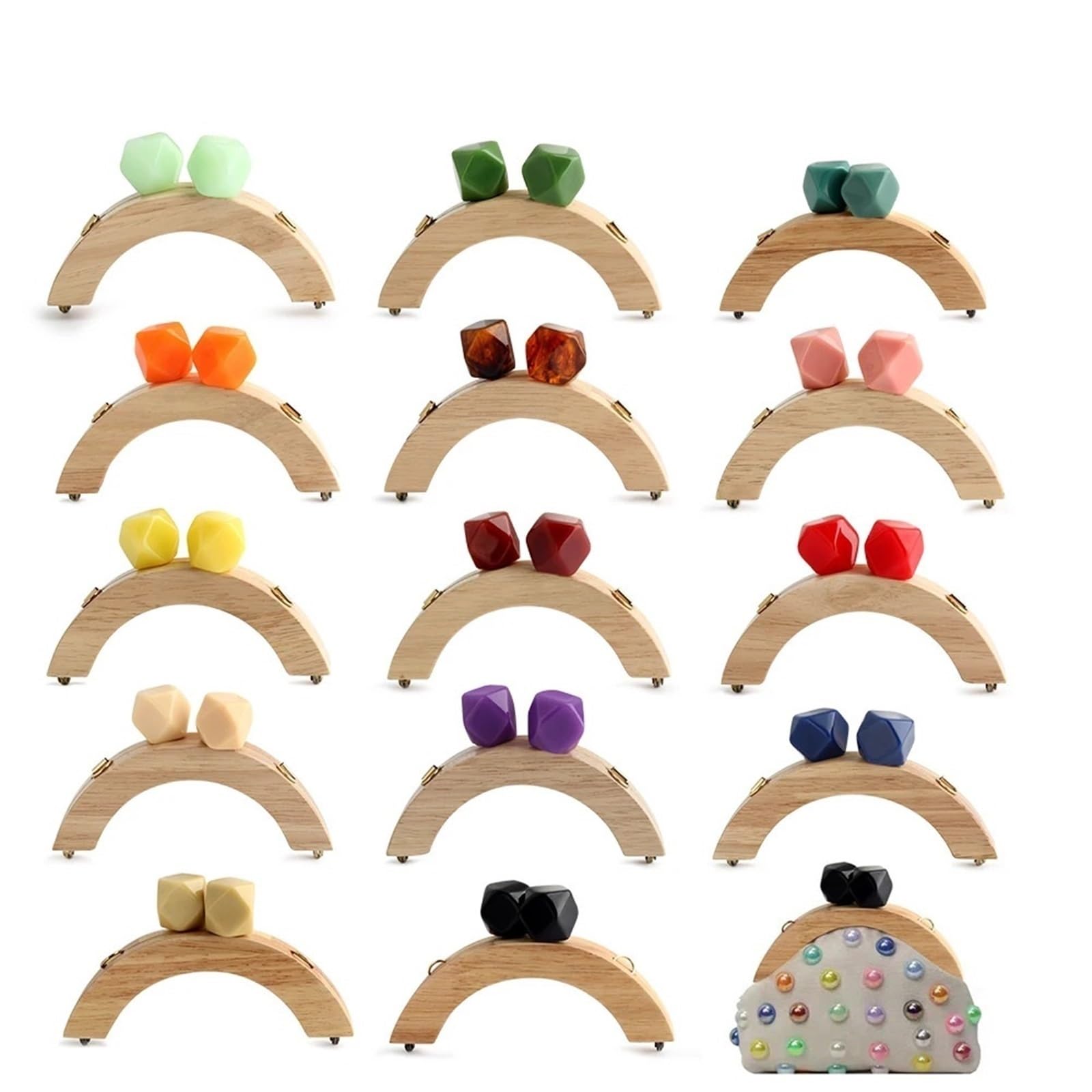 MRKU Asa de Madera para Bolso, Accesorios para Bolsos, Manualidades, Bricolaje, fabricación, 1 par, Cierre de Broche, Tornillos para Bolsos, Marco, reemplazo de Carteras, Costura para proyectos