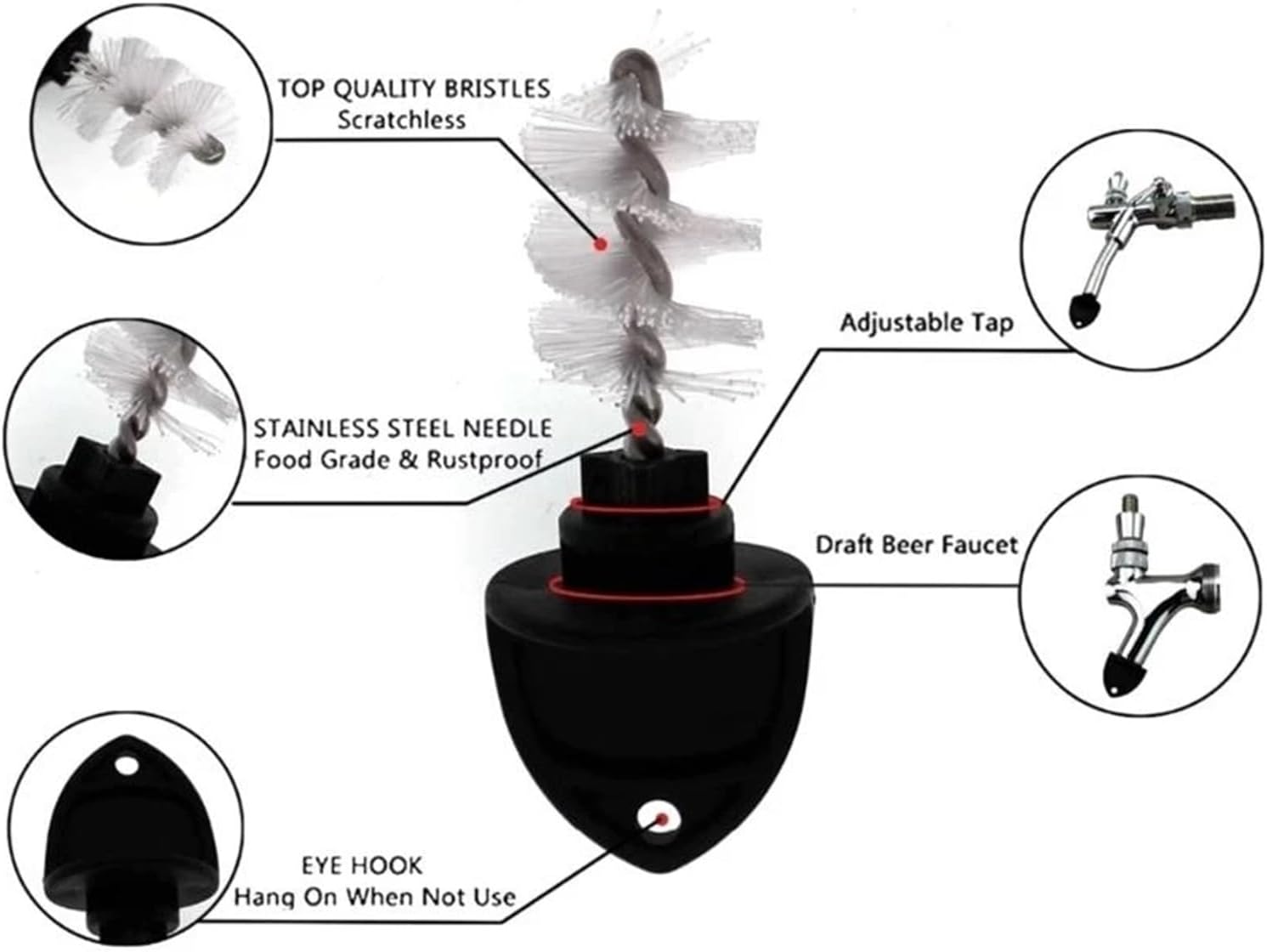 Draft Beer Tap Plugs 3 Sets Of Beer Tap Caps And Plug Cleaning Brushes, Suitable For Keg Taps for Kegerator(Orange)