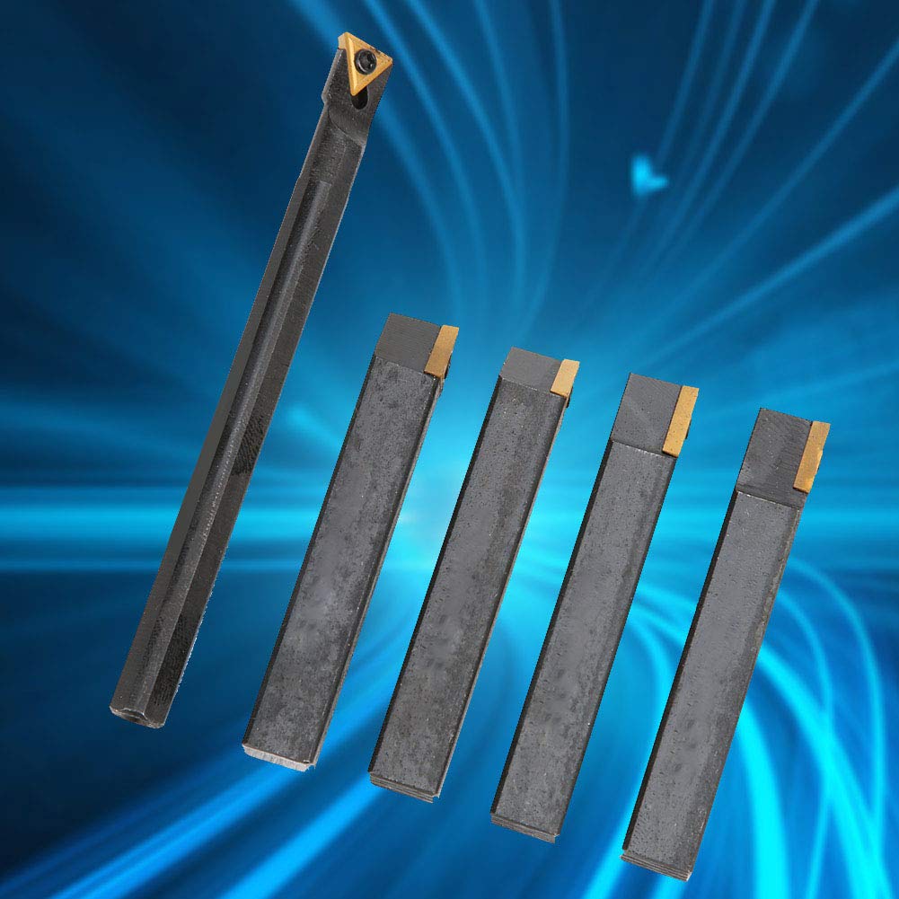 5Pcs Indexable Carbide Turning Inserts Holder Set for Machining Lathes with a Screwdriver for Cutting Chamfering F4-1-10mm
