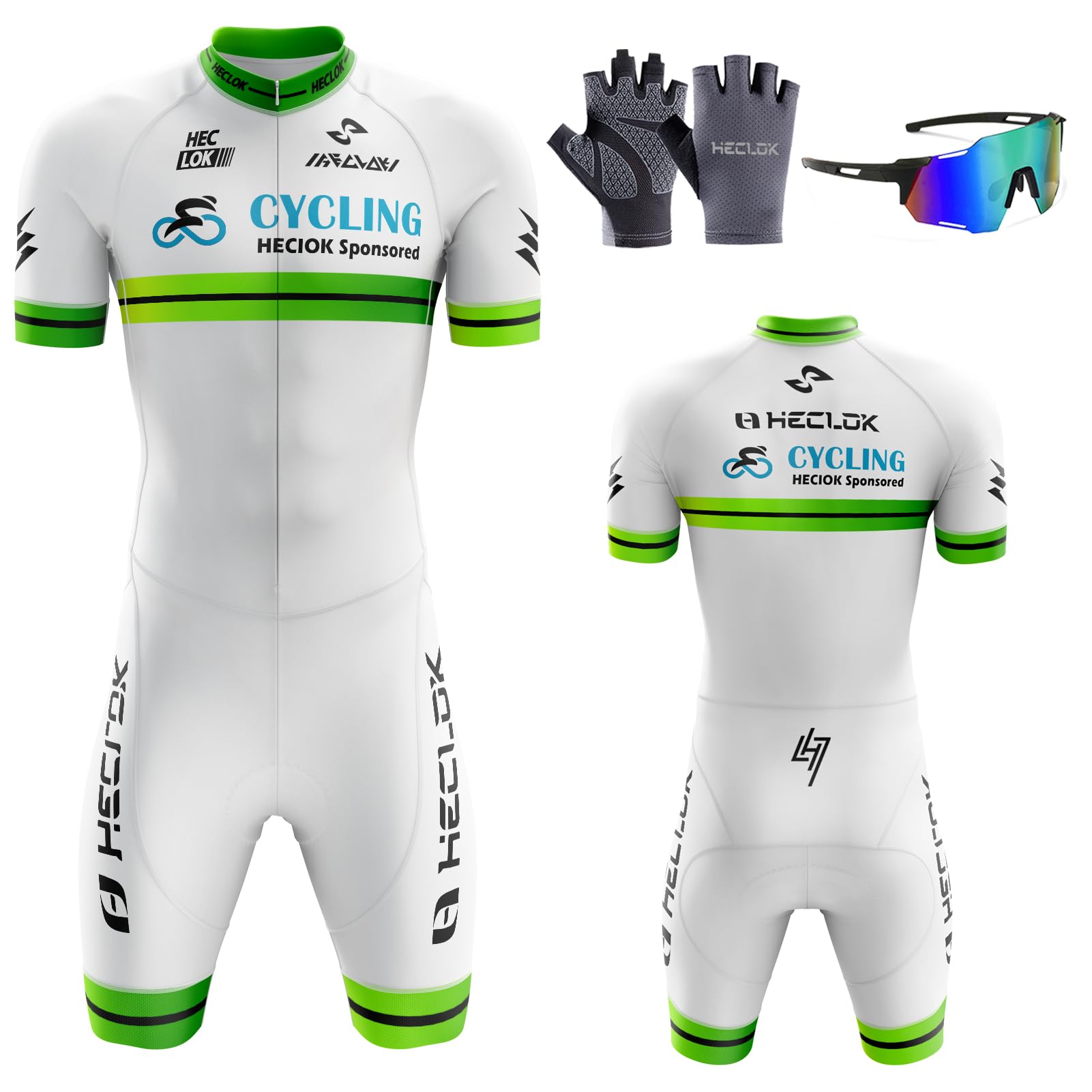 Skinsuit Cyclisme Homme Manches Courtes – 9D Gel, 3 Poches | 9D Gel rembourré, 3 poches arrière, tissu respirant, séchage rapide, pour triathlon, cyclisme et running
