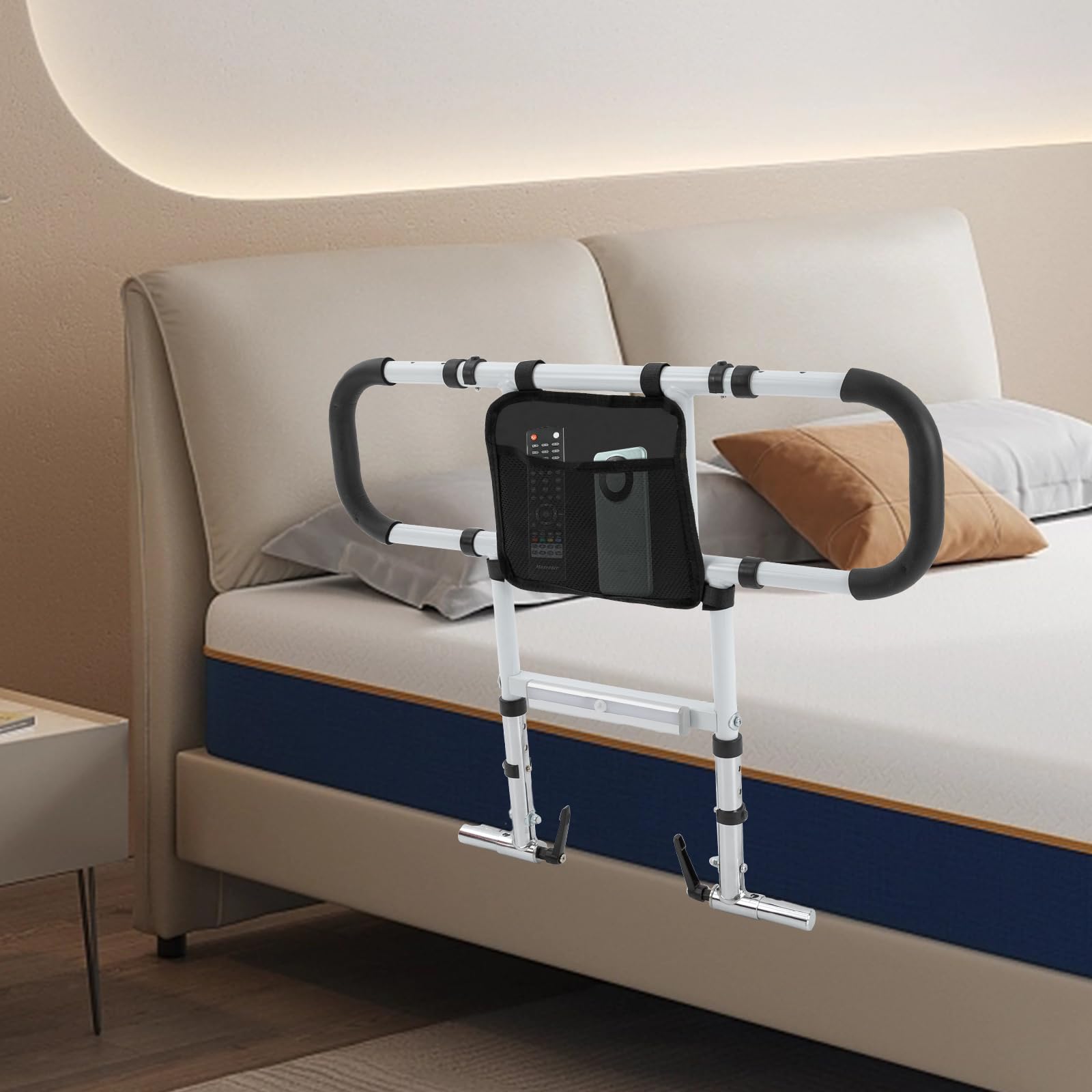 Guida ausiliaria per letto, regolabile con luce sensoriale notturna, adatta per materassi di spessore superiore a 75 mm