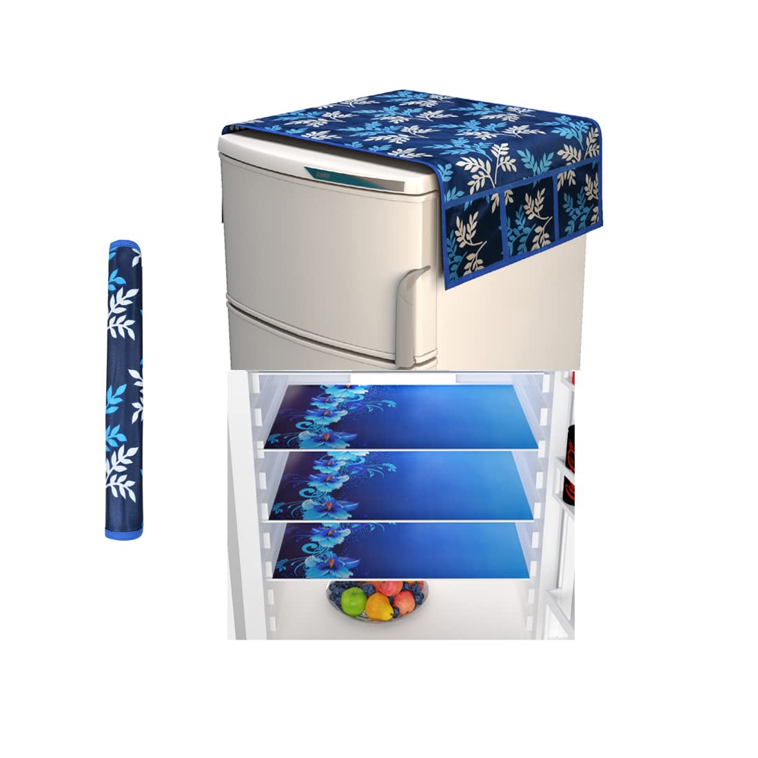 Fabolic Fridge Appliance Polyester Cover Combo Set | 1 Piece Top Printed Cover | 3 Pieces Fridge Mats & 1 Piece Handle Cover (Blue) (B0CSWF8WZD) Amazon Price History, Amazon Price Tracker
