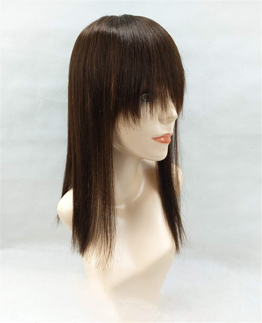Echthaar-Kronenaufsatz für Frauen mit dünner werdendem Haar, 45,7 cm, glatt, geheime Krone, Haarteil, Clips, Dunkelbraun