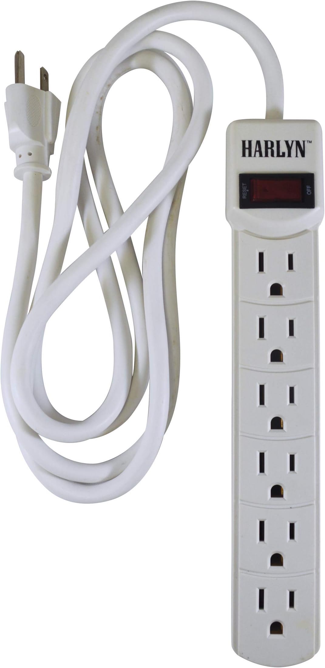 Best Power Strip Surge Protector - Top Extension Cord - 6 Outlets - 6 ft cord - 1875W - 300 Joules by Harlyn