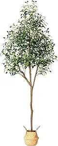 6ft Artificial Olive Tree, Tall Faux Olive Tree Plants, Fake Potted Olive Silk Tree with Branches and Fruits, Fake Olive Trees Indoor Outdoor for Home Office Living Room Bedroom Foyer Porch Decor