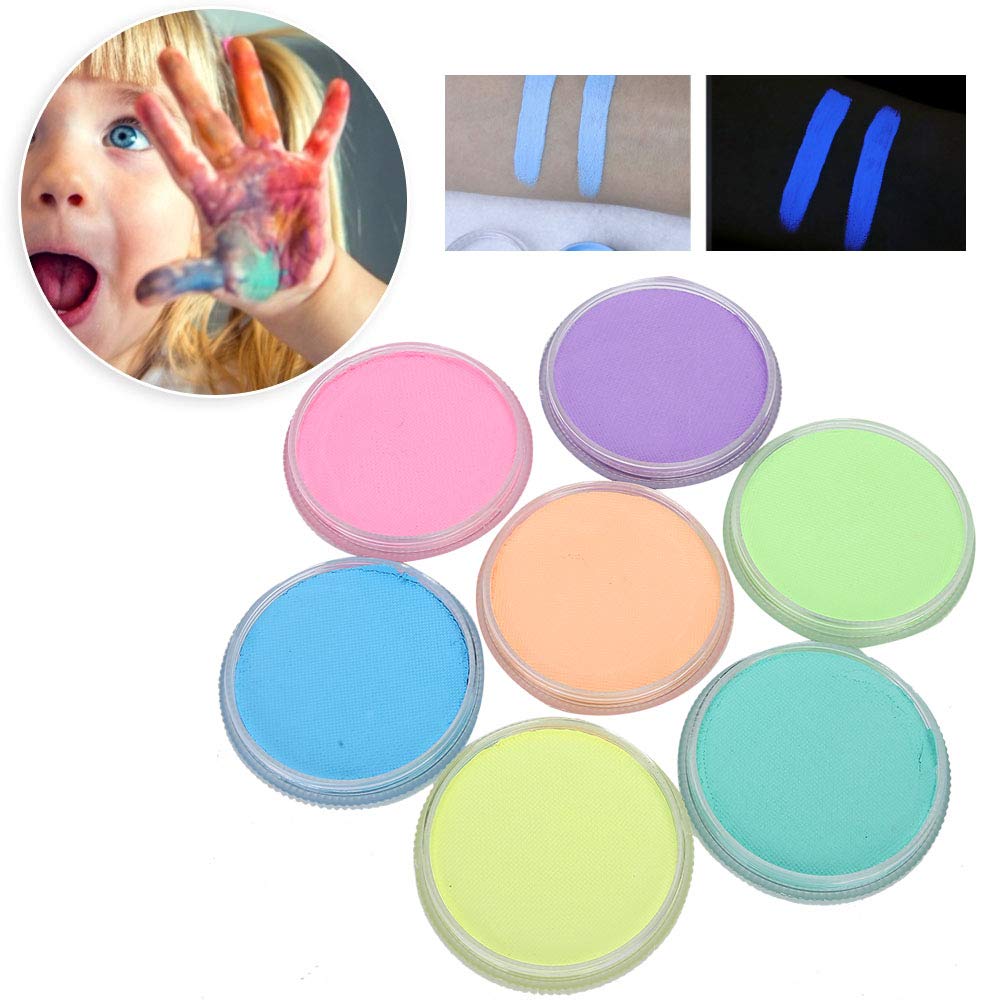 7 fluoreszierende Farben, 30 g, DIY Körperbemalungspigment, Party-Make-up, Gesichts- und Körperbemalungspigment