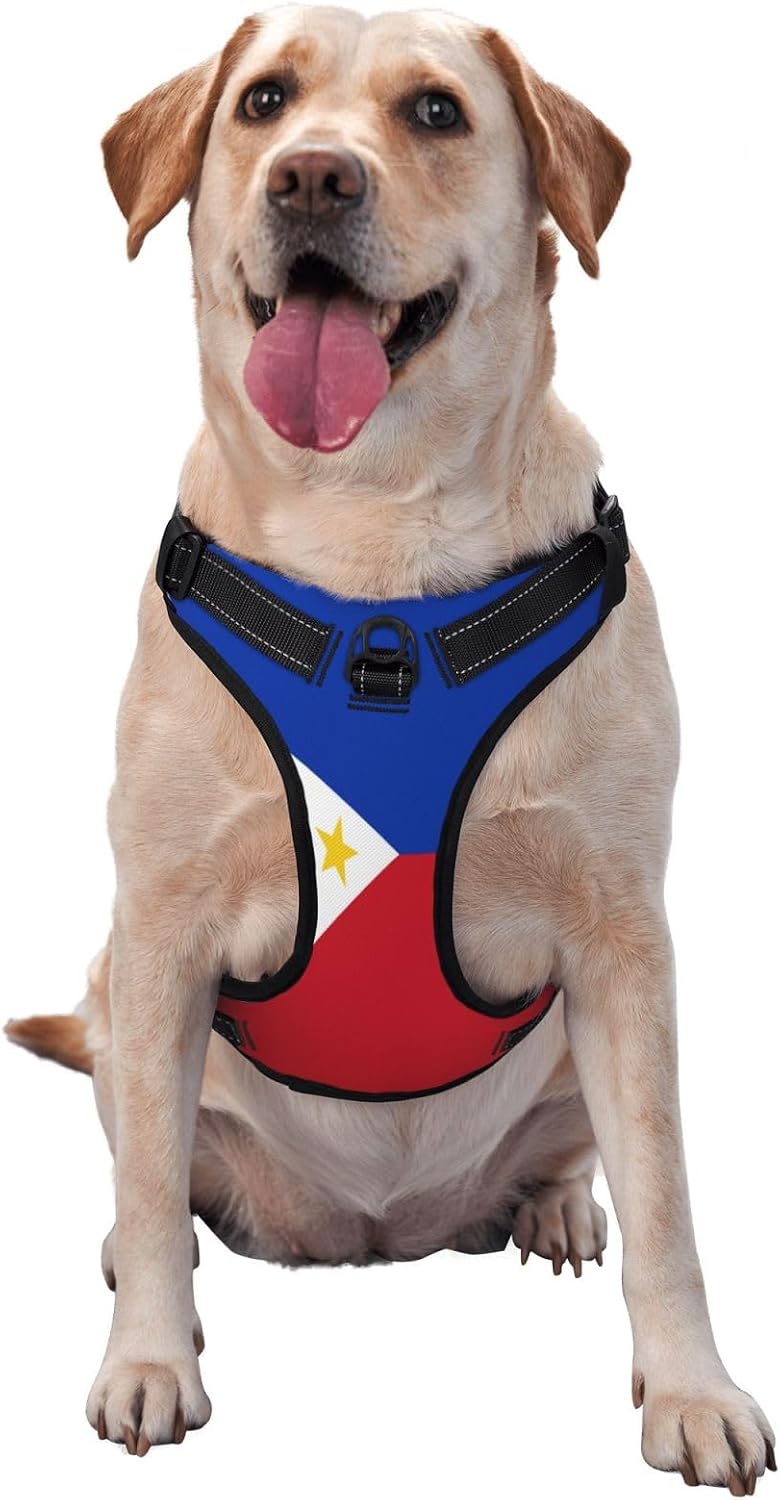 Republic of The Philippines National Flag No Pull Dog Vest Harness for Small Medium Large Dog Puppy Pets Cats Outdoor Walking