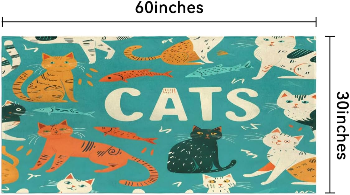 Cats Kids Beach Towel for Girls Boys Quick Dry Sand Free Bath Towels Oversized Lightweight Travel Towel for Swim Yoga Gym Pool, 30 x 60 Inch