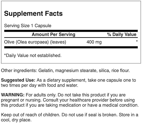 Miniatura 2 de Swanson Hoja de Olivo de Espectro Completo 400 Miligramos 60 Cápsulas