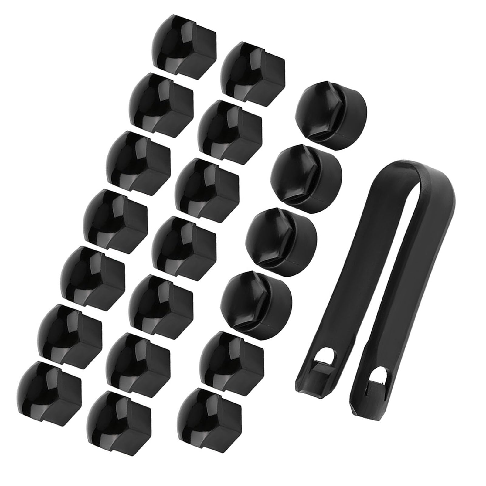 Cappucci di Protezione per Dadi Ruota 17 Mm Set Nero di 20 Copriviti per Cerchioni in ABS di qualità Coprimozzi Robusti Antifurto per Auto (Black)