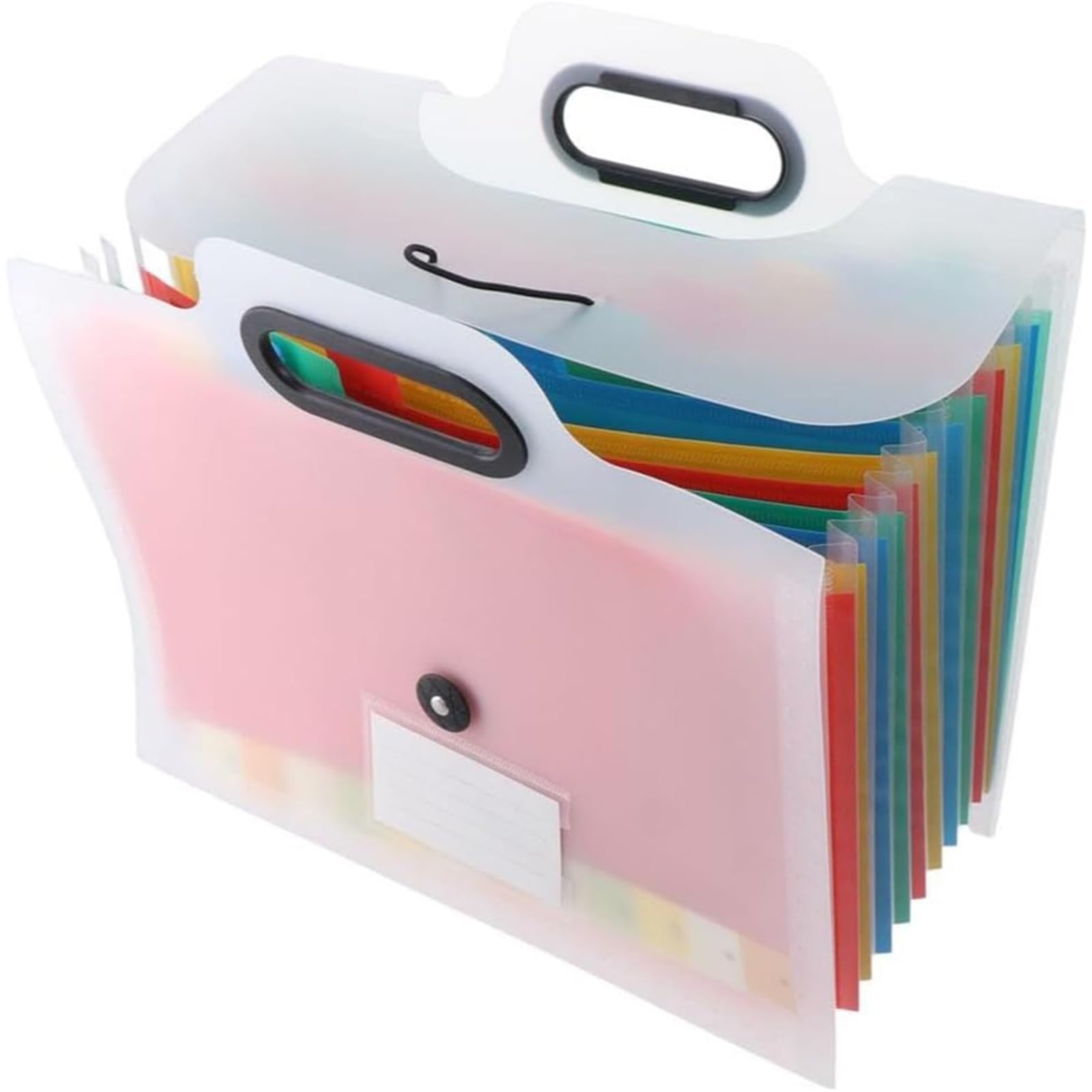 Carpeta Expandible De 1 Pieza Con Asa Para Escritorio | Carpeta de acordeón portátil en blanco y negro tamaño A4, pantalones con 13 bolsillos con solapa(White)