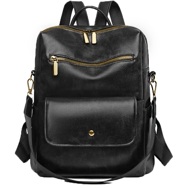 Mochila Bolsa Feminina Resistente Com Bolso Antifurto e Alça de Ombro Perfeita Para Trabalho Dia A Dia Passeio e Faculdade (Preto)