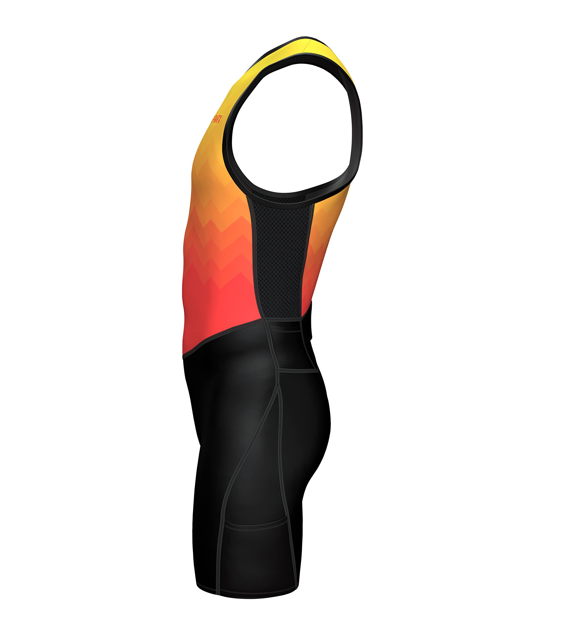 SPARX Mens Premium Triathlon Suit Padded Triathlon Tri Suit Race Suit Swim Bike Run (Orange Blend, 2XL)