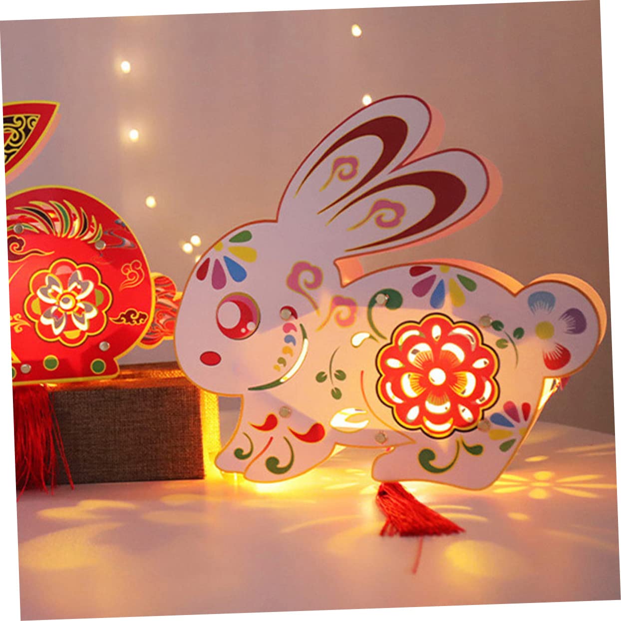Amosfun 4 Juegos 4 Juegos De Pantallas De Lámpara con Forma De Conejo Decoración De Conejo Luces Solares para Exteriores Linternas De Año Lunar Lámpara De Campamento con 2 Piezas * 4