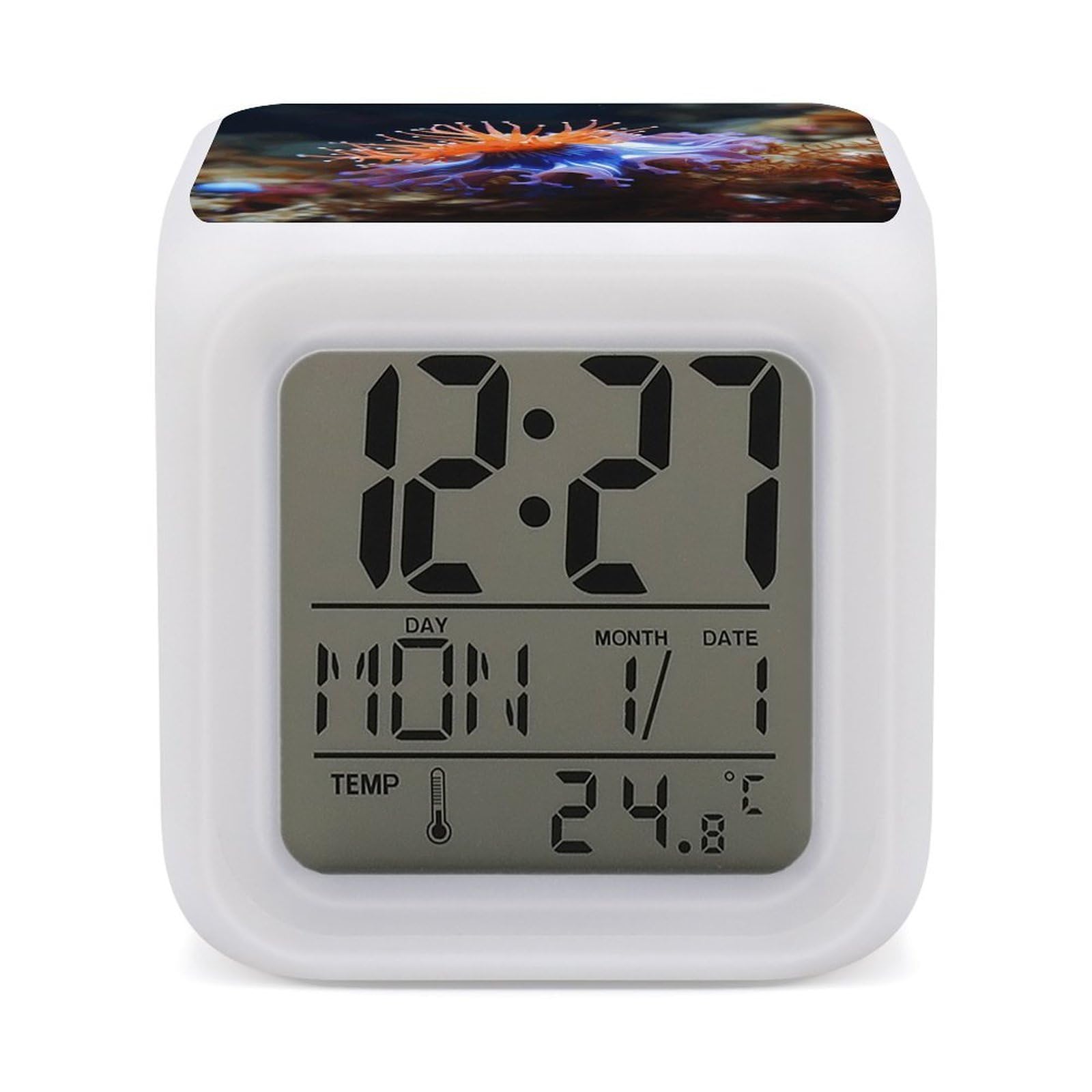 FekiLoot Nudibranch Alarm Clock for Heavy Sleepers Wake Up Digital Clock with 7 Color Changing Night Light Super Loud Digital Alarm Clocks Small Machine Alarm Clocks