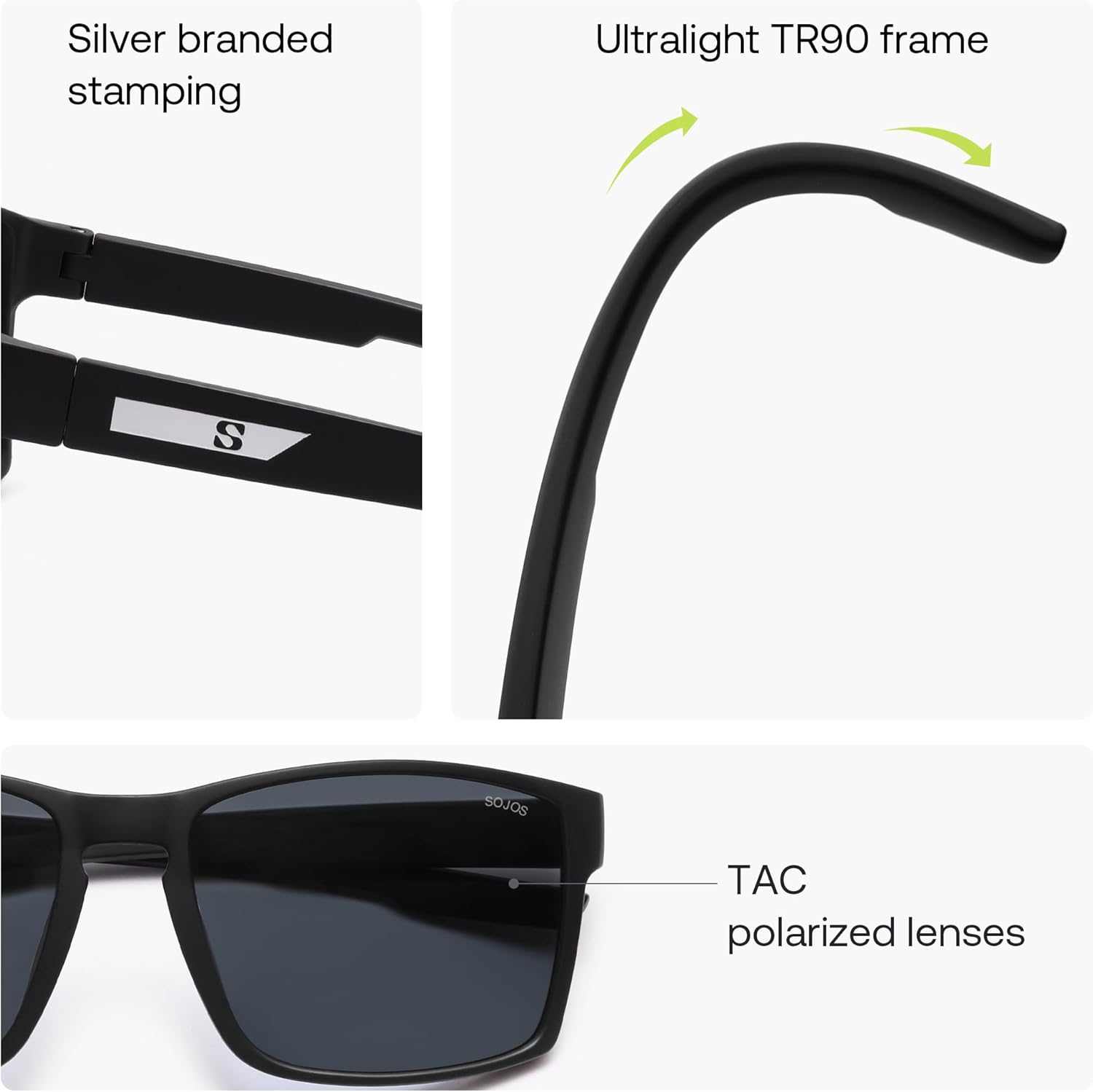 SOJOS Polarized Sunglasses for Driving, Outdoor Sports - Square UV Protection Shades Men Women - Image 5