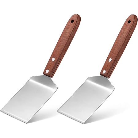 Amazon.com: Newtay 2 espátulas pequeñas de acero inoxidable con mango de  madera, espátulas resistentes para cocina, cocina, cocina, cocinero,  horneado, raspador, espátula, 2.5 x 8.2 pulgadas : Hogar y Cocina
