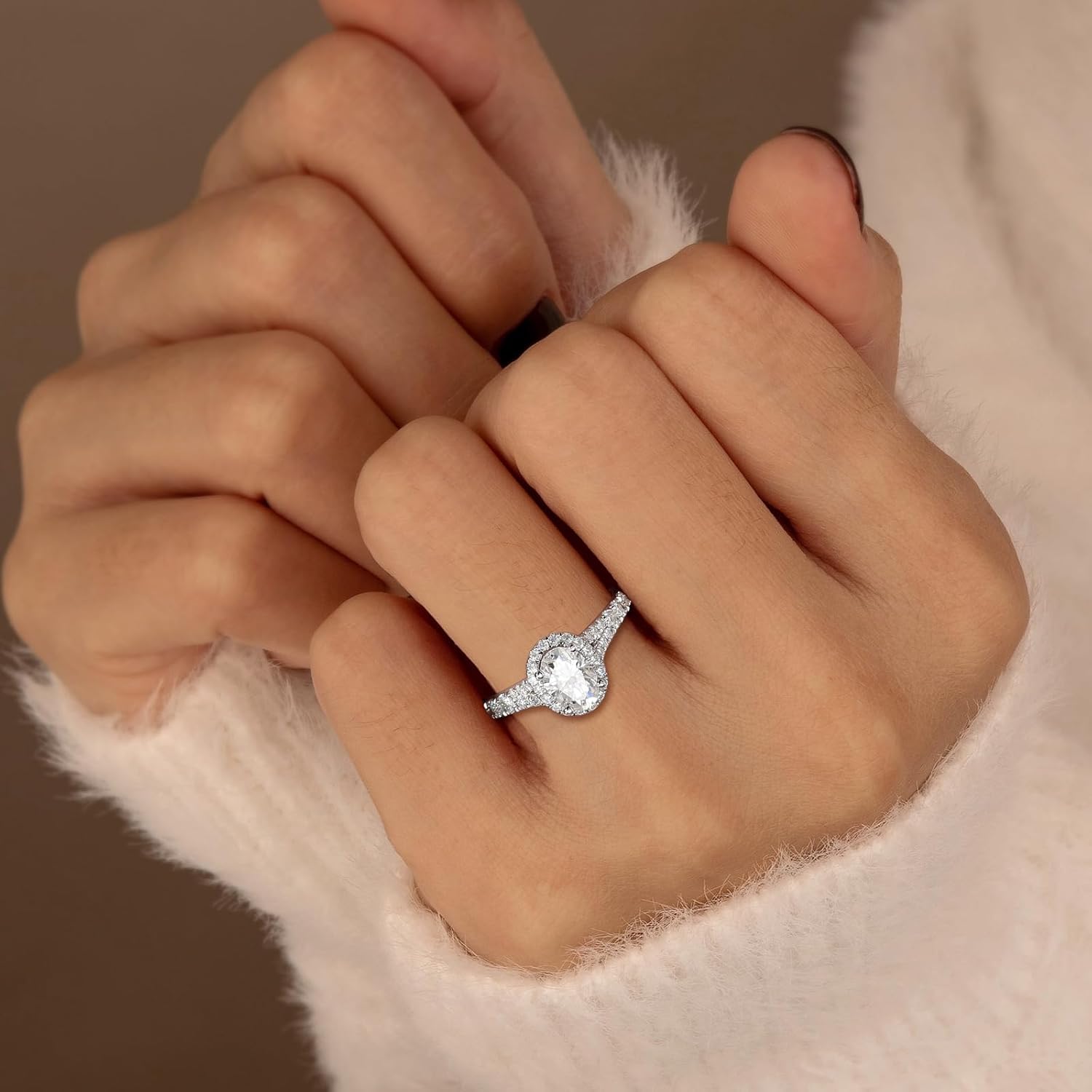 Moissanite Engagement Ring, D Color VVS1 Clarity, 1.2-1.7CT, 925 Sterling Silver with 18K White Gold Plated, Cushion/Heart/Oval/Princess Cut Promise Rings for Women - Image 4