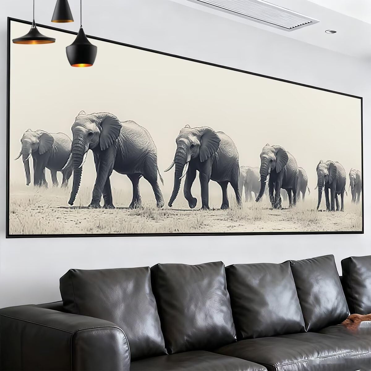 Diamond Painting Zwierzę, DIY DIY Dorośli Ścieg Krzyżowy Diament Sztuka Rzemiosło Słoń, Paint by Numbers Adult, Zestaw do haftu diamentowego, obrazy Dekoracja salonu Nowoczesne 130x50cm W-12