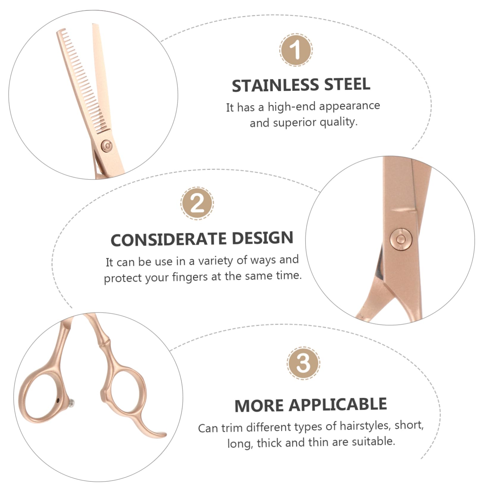 Tijeras de Corte de Pelo 6 Pulgadas Acero Inoxidable Dorado 2 Piezas | Barbería y Hogar, Diseño Elegante, Protege los Dedos, Recorte de Peinados Variados