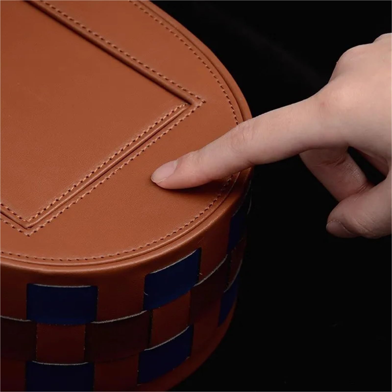 Porta Fazzoletti Scacchiera ellittica Porta fazzoletti in pelle PU Supporto da tavolo for la conservazione dei a distanza(T12C)