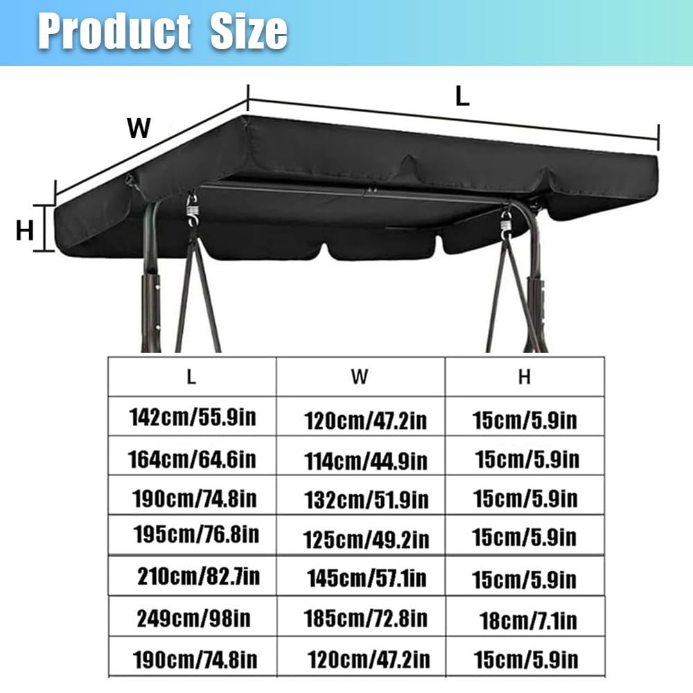 Copertura di ricambio impermeabile per dondolo da giardino a 3 posti, adatta per dondolo da giardino a 3 posti, 75 x 47, 75 x 52 (rosso, 249 x 185 cm)
