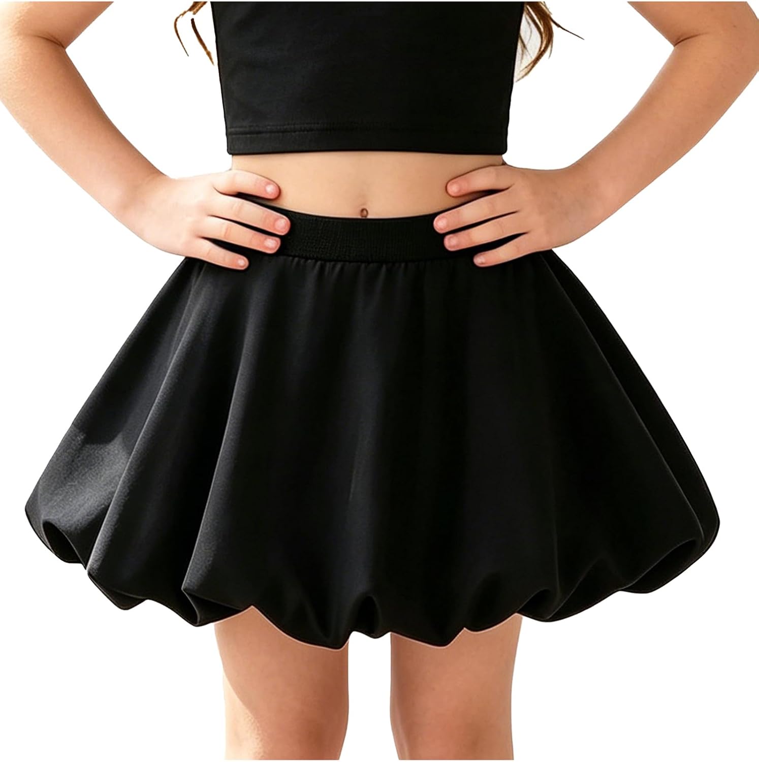 Kids Bubble Skort Elastic Waistband Plaid Skirt for Photography Holiday Vacation Beachwear