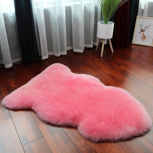 Miniatura 2 de LLB - Alfombra genuina de piel de oveja, alfombra de lana, alfombra de pelo de oveja esponjosa y peluda para sala de estar, dormitorio de niños,