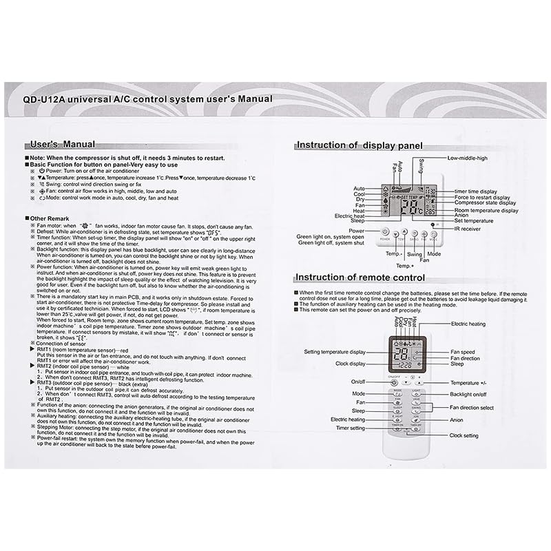 REPORSHOP - Universal Placa Control Aire Acondicionado Qd-U12A