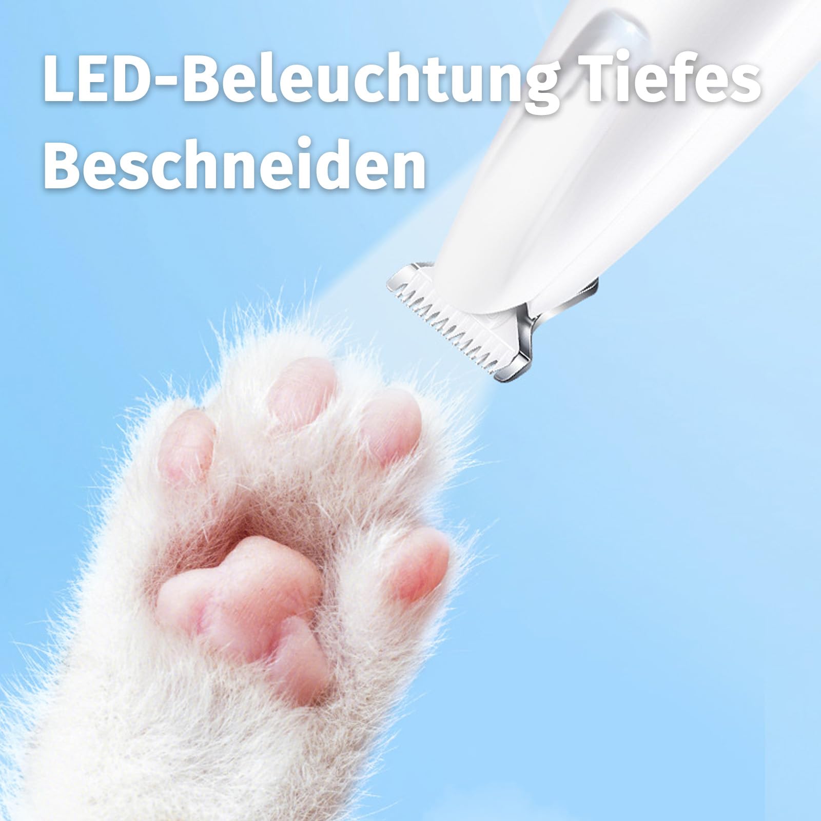 Paw Trim Pro Pfotentrimmer, Pawtrim pro-Schmerzfreie Pfotenpflege in Sekundenschnelle, Pfotentrimmer für Hunde Extra Leise, Hundepfoten Trimmer Mit LED-Licht