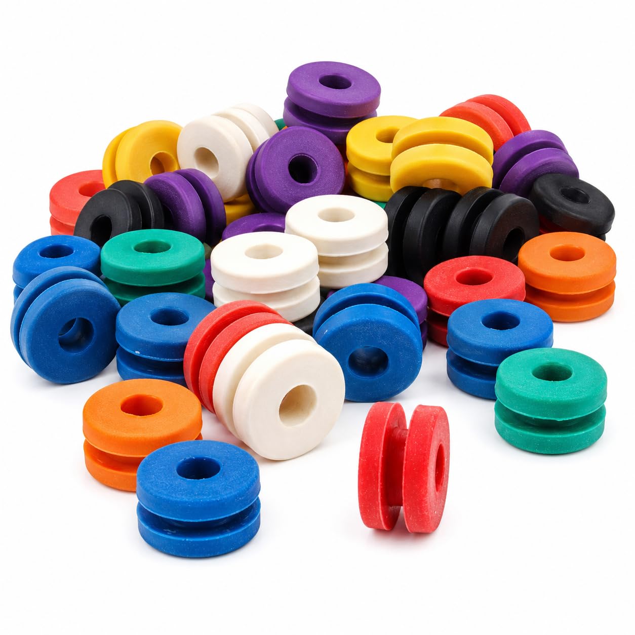 Houseables Tattoo Grommets, Tattoo Needle Machine Grommets, Needle Supplies, Rubber, Multi-Color, Pack of 100