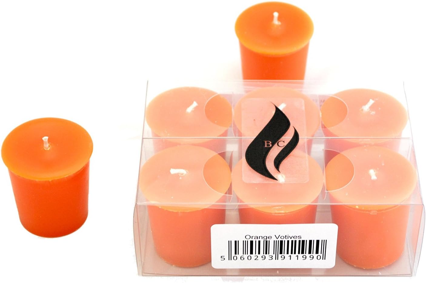 6 x Votive Candles - Unscented (Orange)