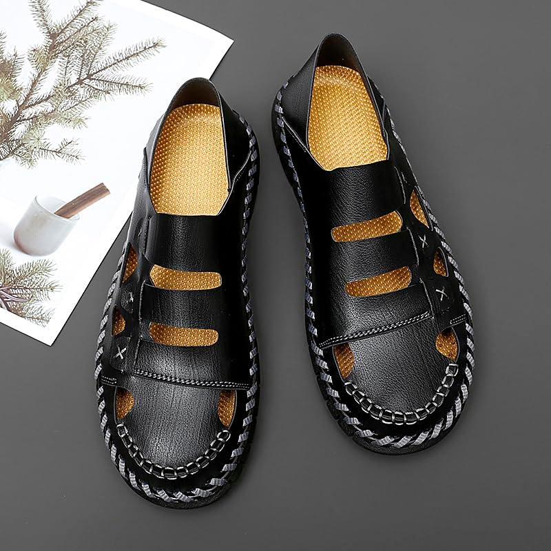 Men's Sliders Slides Sandals Out Beach fisherman Shoes Leather Slip On Low-top