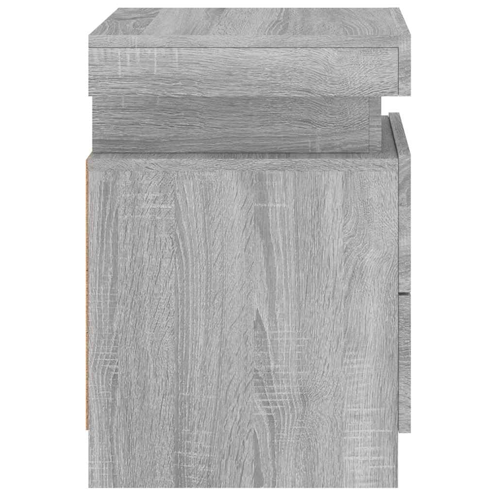 vidaXL Comodini con Luci LED 2pz Grigio Sonoma 35x39x55 cm