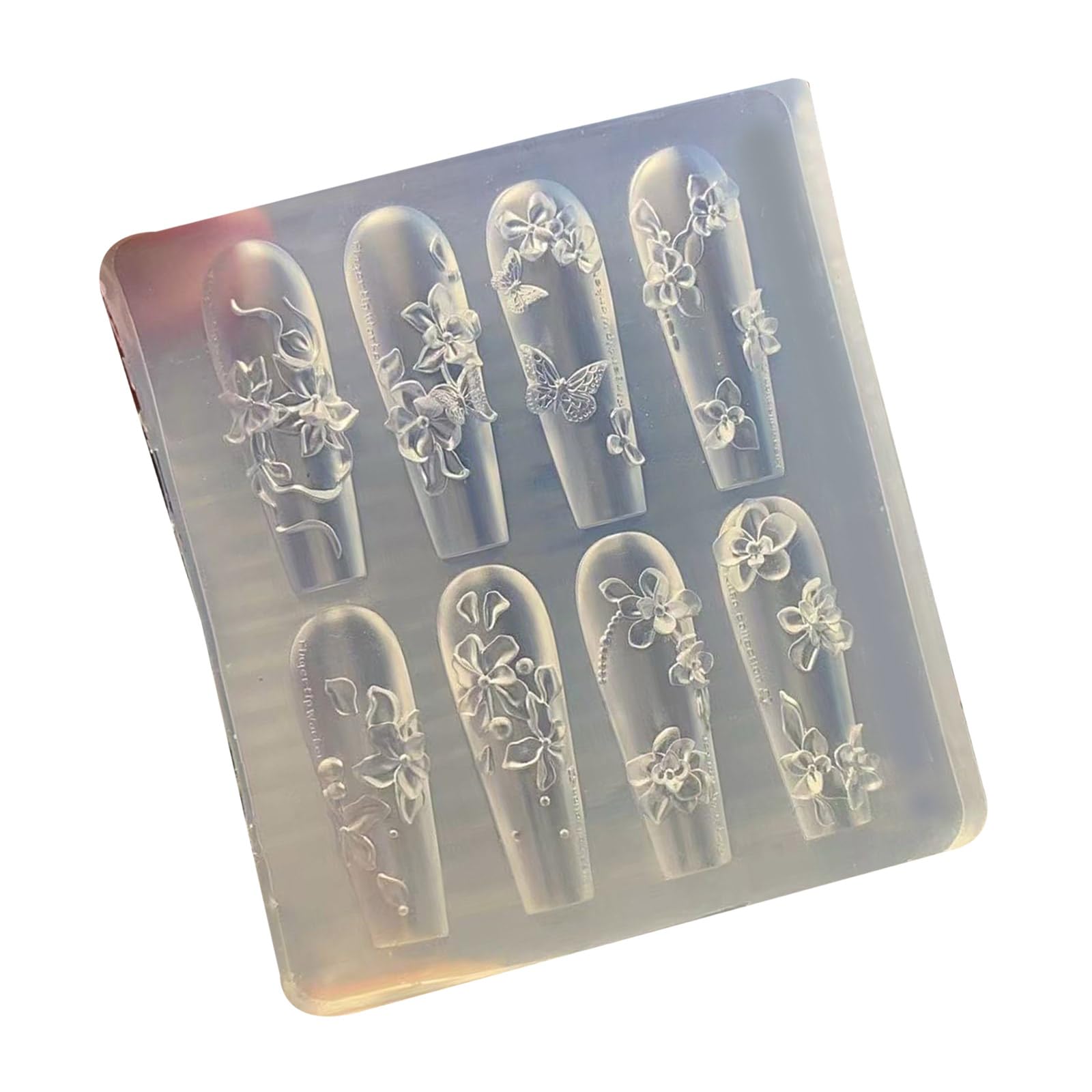 Stampo in silicone per unghie floreali, per manicure, morbido, flessibile, riutilizzabile, con stampo in silicone per studio unghie facile da demolire