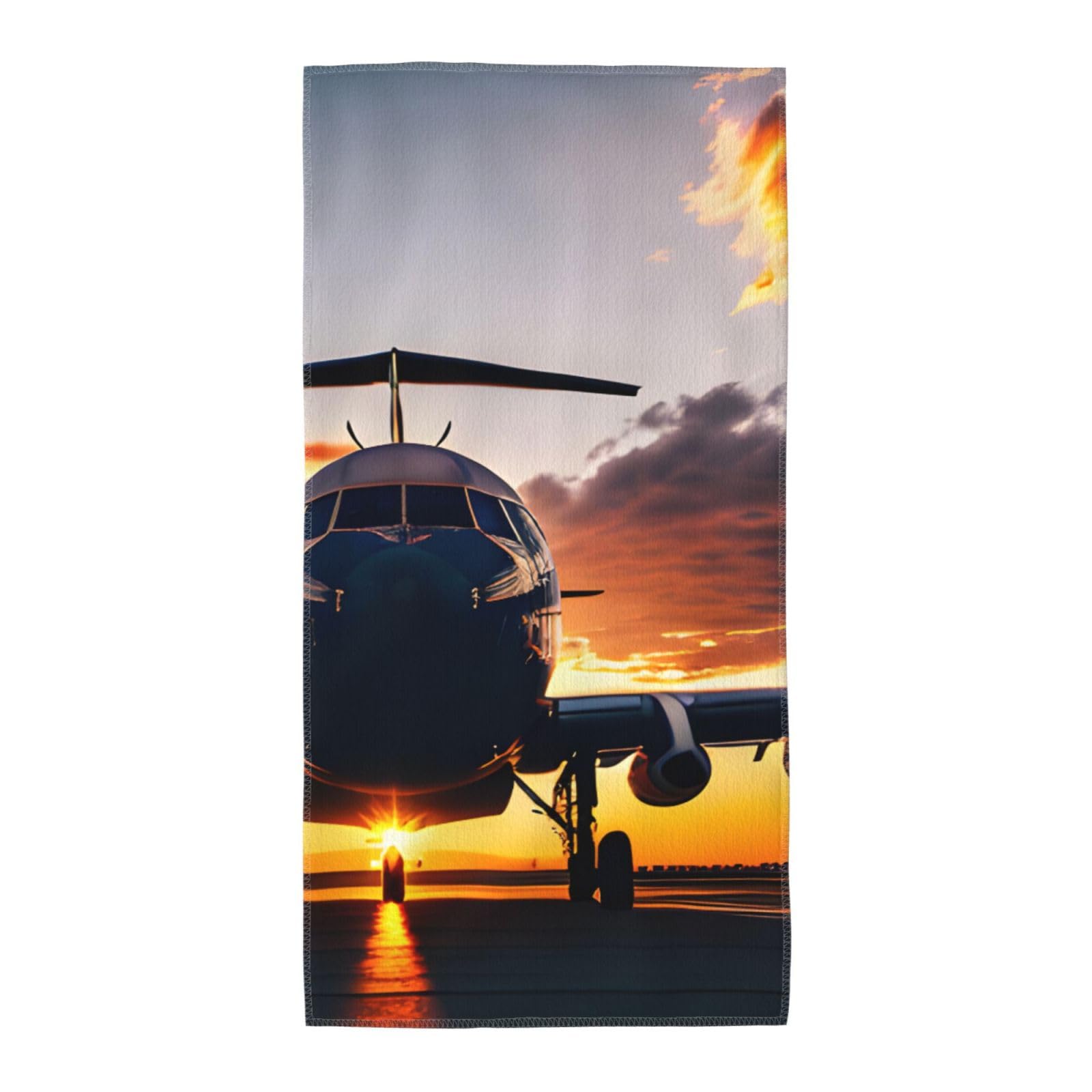 JBJGKHLP Aircraft Plane At Sunset Print Adults Extra Long Beach Towel Soft Absorbent Quick-Dry Gym Swimming Running Yoga