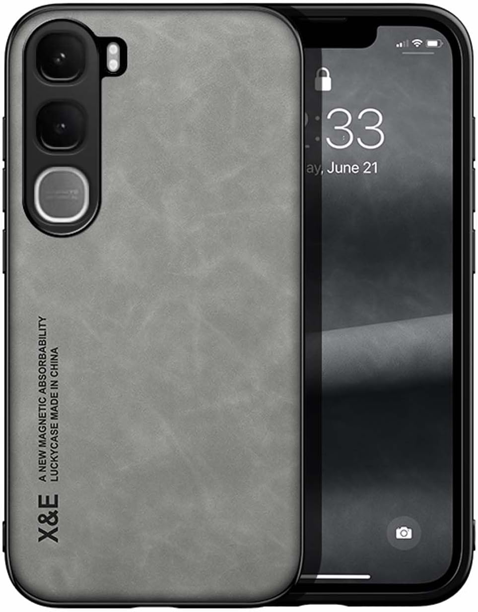 Compatible with Vivo Y31 5G 2025 / Y21D 4G Cover,Magnetic Attraction inside,Anti-drop Camera Protect 2 in 1 Phone Case Gray