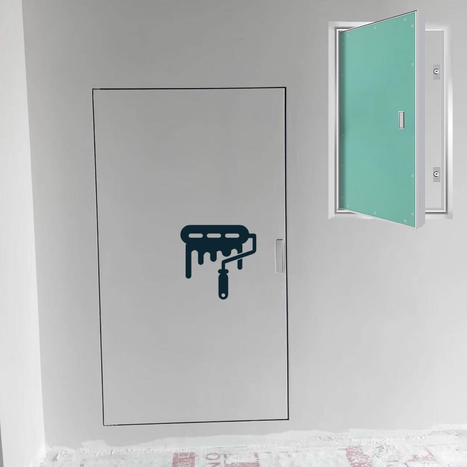 Blazea Concealed Plumbing Access Panel Hidden Door, 600 700 800 900 1200 mm Extra Large Attic Hatch for Drywall, Paintable Plasterboard Wall Inspection Door(600x800mm)