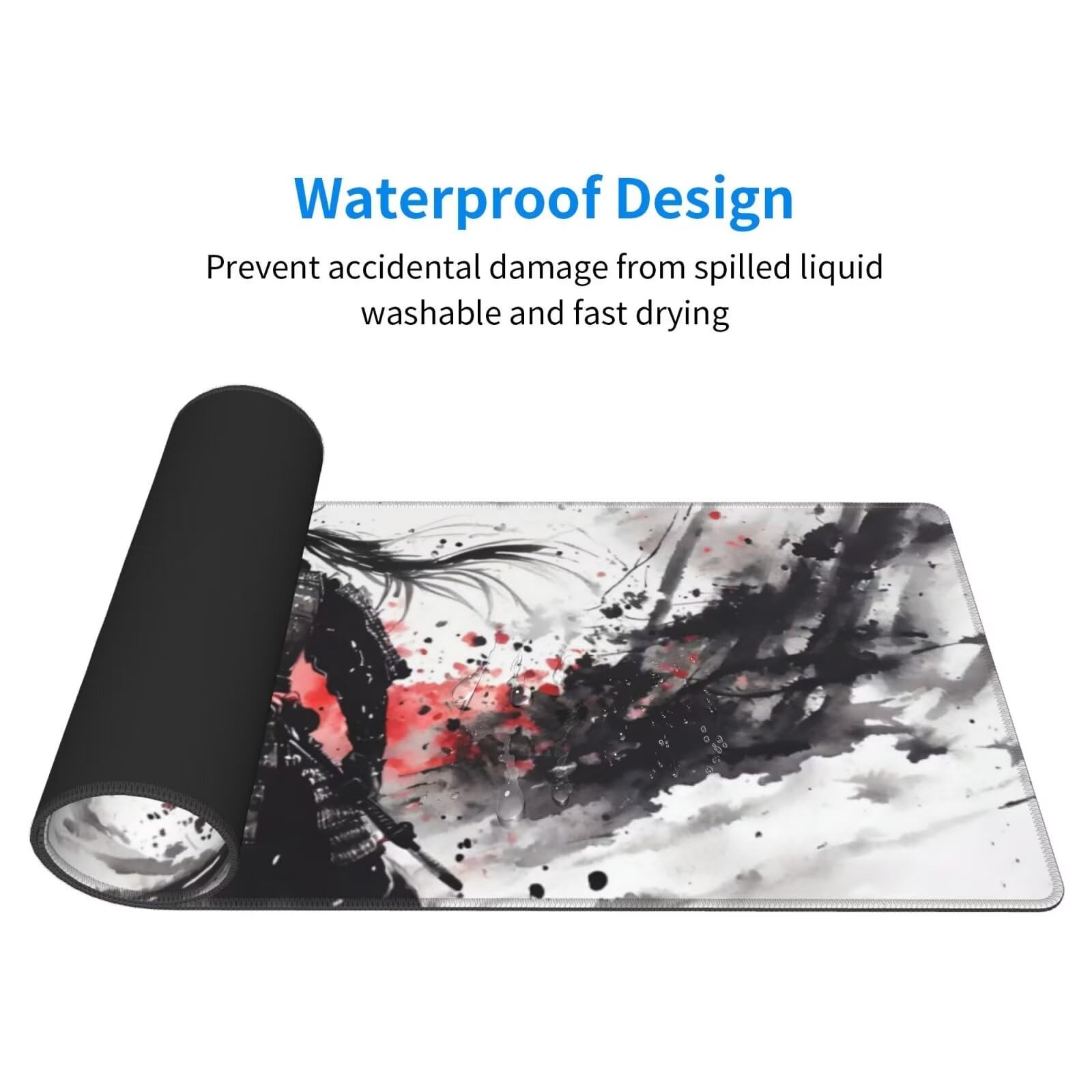 Tappetino Mouse, Tappetino Mouse Gaming Grande XXL 1500x800x3mm Tappetino Scrivania Mouse Pad, Base in Gomma Antiscivolo, Bordi Cuciti,Lavabile, Mousepad per Ufficio e Gaming (Samurai giapponesi) R568