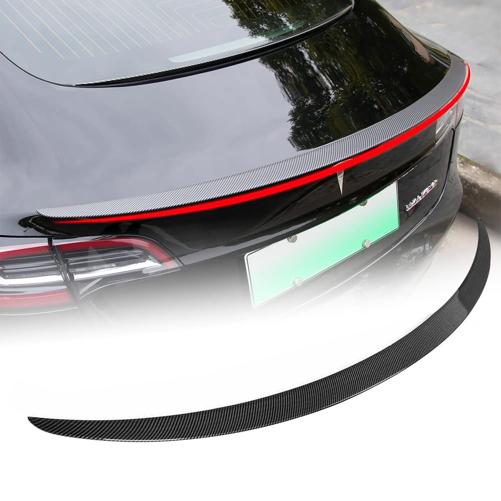 Photo 1 of **SEE NOTES** TOMICOB Fits Tesla Model 3 Spoiler Wing Performance Rear Trunk Lip Glossy Carbon Fiber Spoiler 