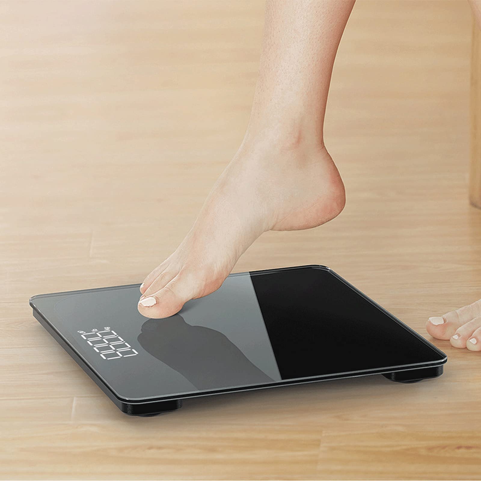 JINGYAN Bilance pesapersona digitali Visione notturna HD. GUIDATO Mostra la scala del bagno della corpo umana famiglia(Schwarz)